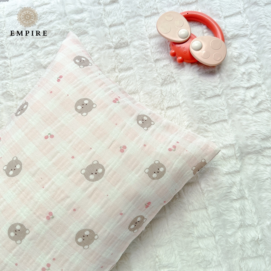 Vỏ gối nằm mềm êm EMPIRE chất vải xô muslin mềm mịn cho bé có khóa kéo giúp bé ngủ ngon - EMPIRE | Bedding & Decor