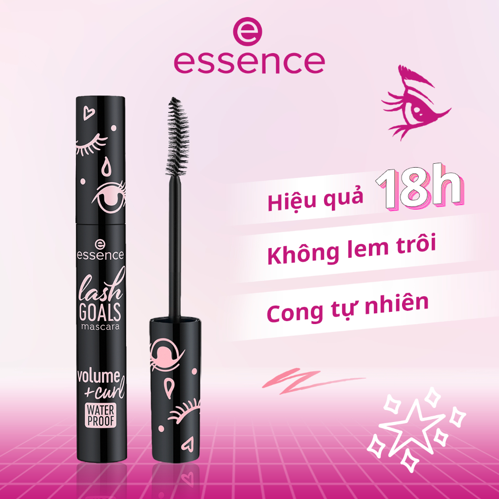 Chuốt mi Mascara Essence Lash Goals Volume Curl chống nước hiệu quả làm dài và làm dày mi 7,5ml