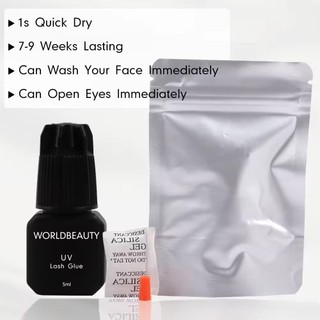 Keo nối mi UV - LASHES SUPPLY, khô nhanh, không gây hại cho mắt, không kích ứng da, độ bền 6-8 tuần LỌ 5ml