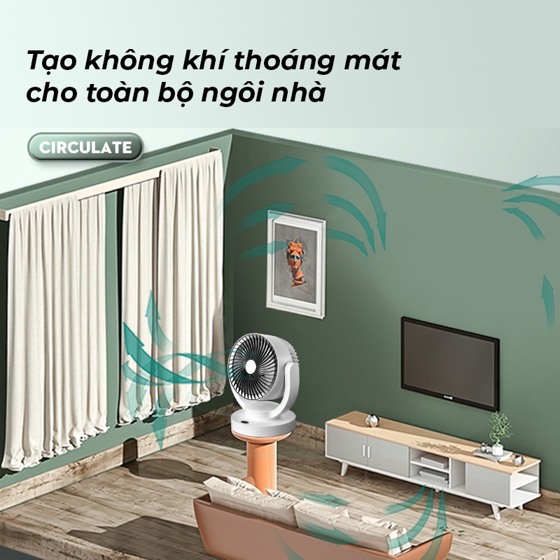 Quạt tích điện để bàn,Quạt tích điện cao cấp NKC8, Cách quạt xoắn ốc – Động cơ mạnh mẽ