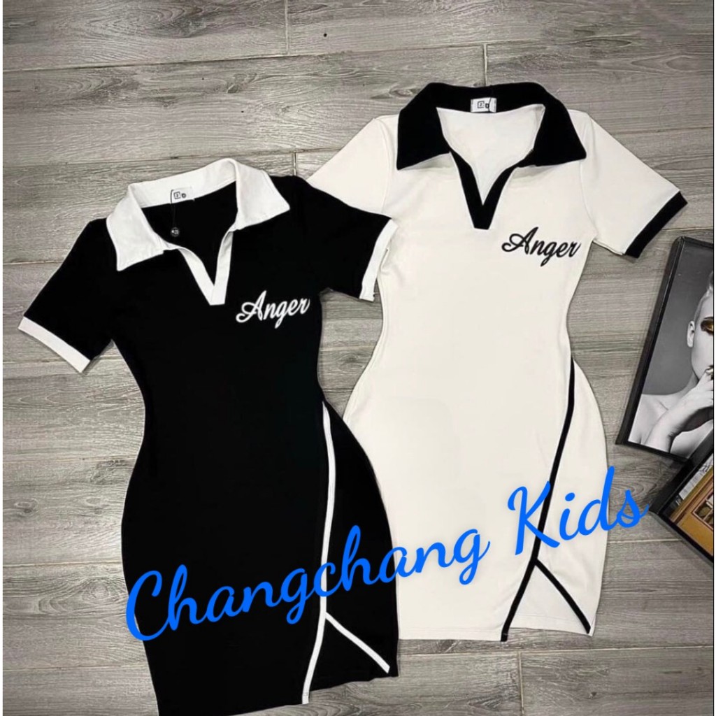 Đầm body bé gái xẻ đùi có cổ cho mẹ và bé 3,4,5,6,7,8,9,10,12,13,14,15 tuổi