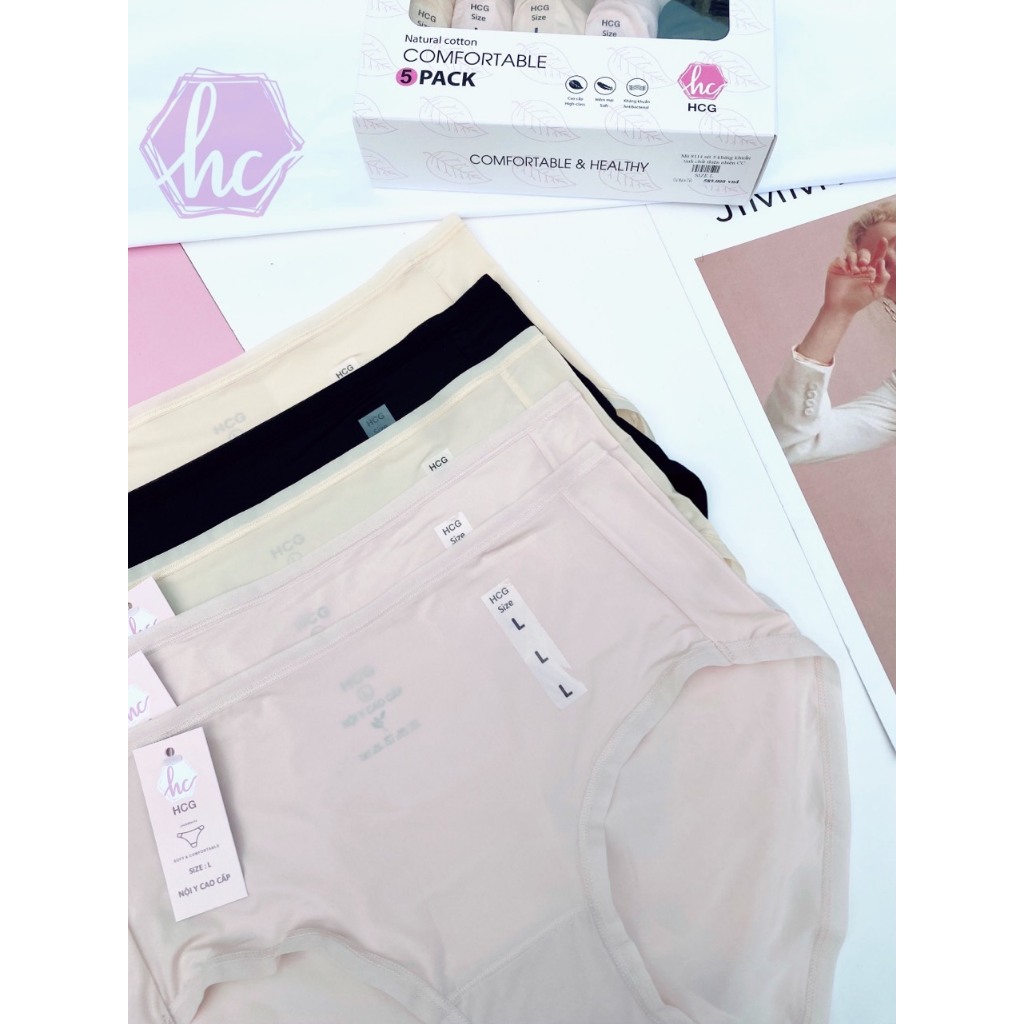 Hộp 5 Chiếc Quần Lót Nữ Lụa Siêu Mỏng Không Lộ Viền Giúp Cô Bé Thoáng Khí, Thoải Mái, Không Bí Bách