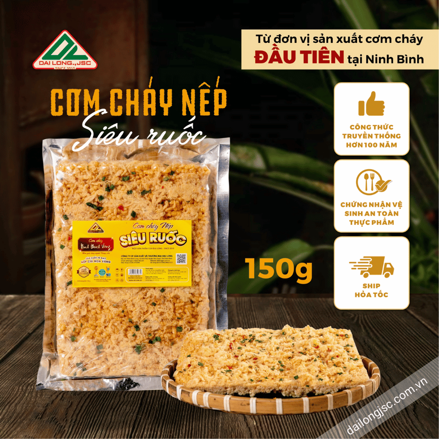 Cơm cháy NẾP SIÊU RUỐC Ninh Bình Vàng 150 g - Tách dầu cao c…
