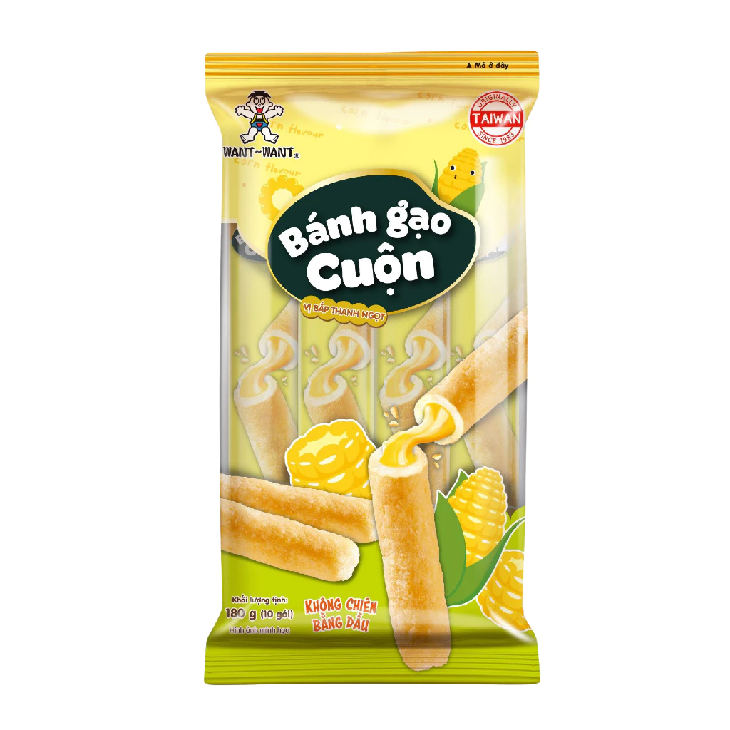 Bánh gạo cuộn vị bắp ngọt Want Want gói 180g