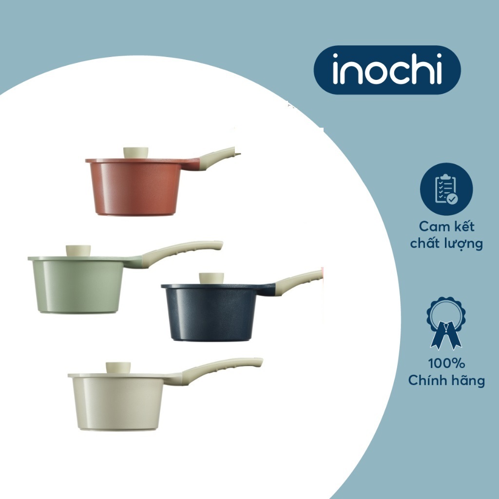 Quánh vân đá Omi Simple Inochi 18cm có nắp đậy, lớp chống dính cao cấp, kháng khuẩn 99.9%, phù hợp mọi loại bếp