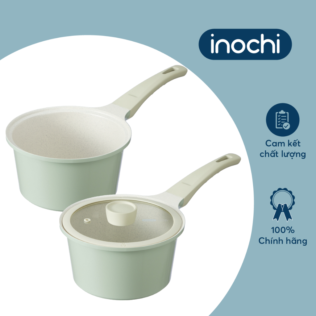 Quánh vân đá Omi Simple Inochi 18cm có nắp đậy, lớp chống dính cao cấp, kháng khuẩn 99.9%, phù hợp mọi loại bếp