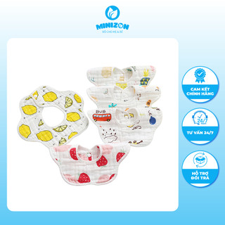 Sét 2 Yếm Xô Tròn Organic 4 Lớp Xoay 360 Độ Mẫu Mới Cho Bé | Minizon Kids