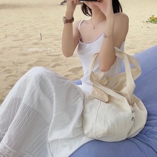Chân Váy Midi Trắng Chất Boi Ren LazySkirt Dáng Dài Xòe Chân Váy Cạp Cao Thiết Kế 2 Tầng Phong Cách Hàn Quốc Cakecat