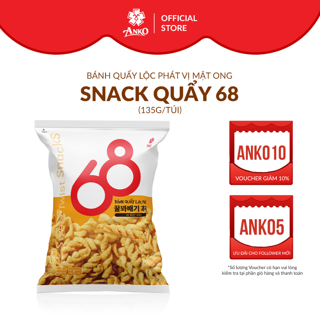 Snack Quẩy Xoắn 68 Vị Mật Ong 135g Anko Việt Nam | Shopee Việt Nam