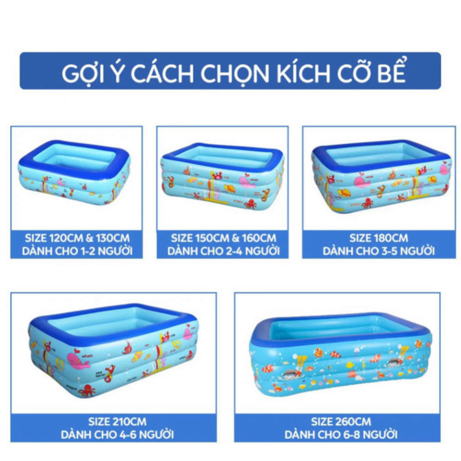 Bể Bơi Cho Bé - Phao Bơi Cỡ Lớn Đủ Kích Thước 3 Tầng Có Đế Chống Trơn Trượt Chất Liệu Dày Cao Cấp