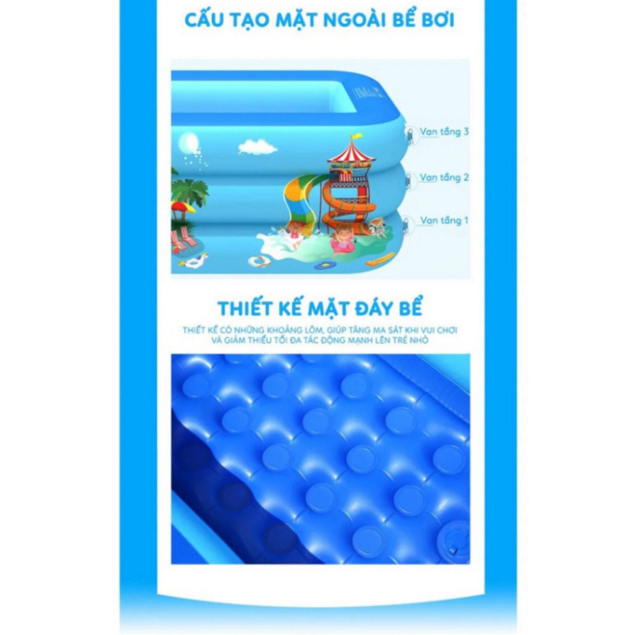 Bể Bơi Cho Bé - Phao Bơi Cỡ Lớn Đủ Kích Thước 3 Tầng Có Đế Chống Trơn Trượt Chất Liệu Dày Cao Cấp