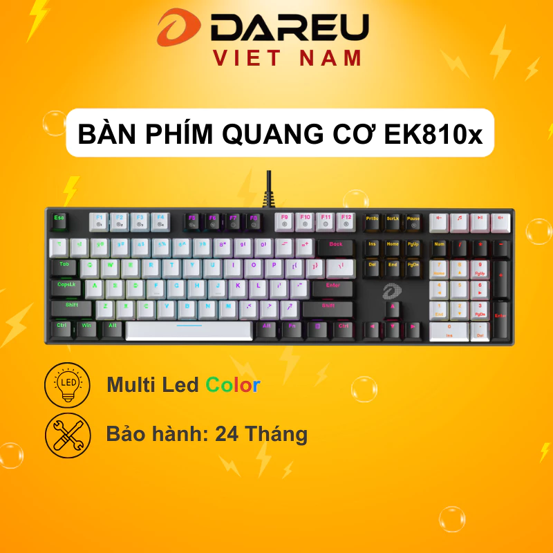 Bàn phím quang cơ Gaming DAREU EK810X (WATERPROOF, Optical switch, MULTI LED)