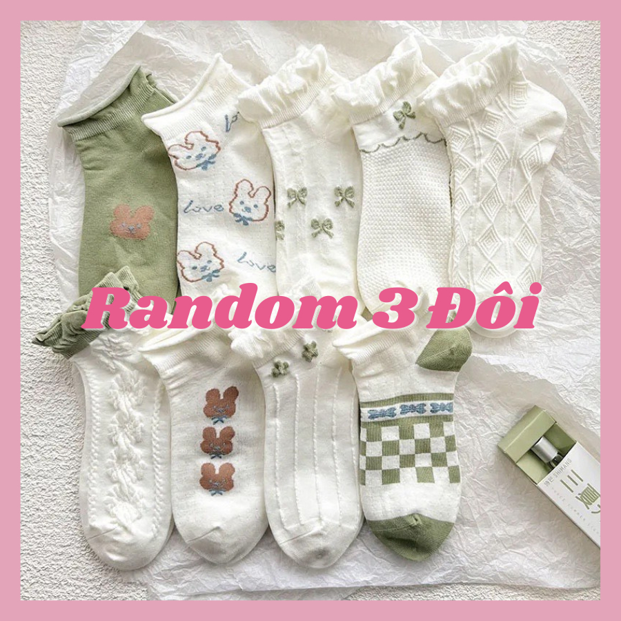 Vớ Cotton Cổ Thấp Phối Ren Thoáng Khí Phong Cách Nhật Bản Dễ Thương Cho Nữ