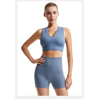 [B02]Bộ quần áo tập gym yoga nữ - cổ chữ U, ngắn tay quần short tôn dáng nâng mông thon gọn