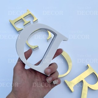Chữ Nổi Vàng Gương 10cm dày 15mm T2 In Hoa Dán Tường Trang Trí Tiệm - Chữ 3D Decor Biển quảng cáo Chất Liệu Fomex Alu