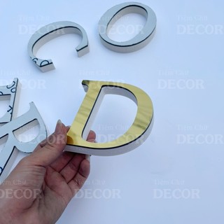 Chữ Nổi Vàng Gương 10cm dày 15mm T2 In Hoa Dán Tường Trang Trí Tiệm - Chữ 3D Decor Biển quảng cáo Chất Liệu Fomex Alu