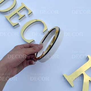 Chữ Nổi Vàng Gương 10cm dày 15mm T2 In Hoa Dán Tường Trang Trí Tiệm - Chữ 3D Decor Biển quảng cáo Chất Liệu Fomex Alu