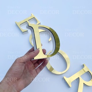 Chữ Nổi Vàng Gương 10cm dày 15mm T2 In Hoa Dán Tường Trang Trí Tiệm - Chữ 3D Decor Biển quảng cáo Chất Liệu Fomex Alu