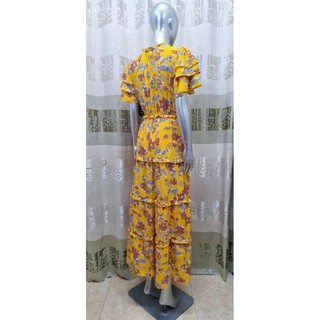 Đầm maxi vàng in hoa