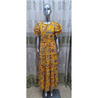 Đầm maxi vàng in hoa