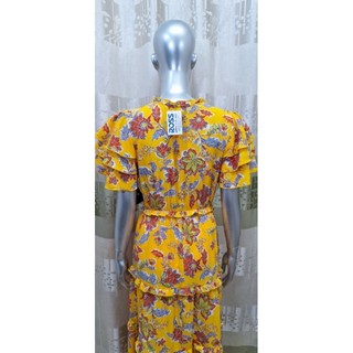 Đầm maxi vàng in hoa