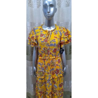Đầm maxi vàng in hoa