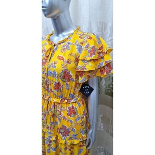 Đầm maxi vàng in hoa