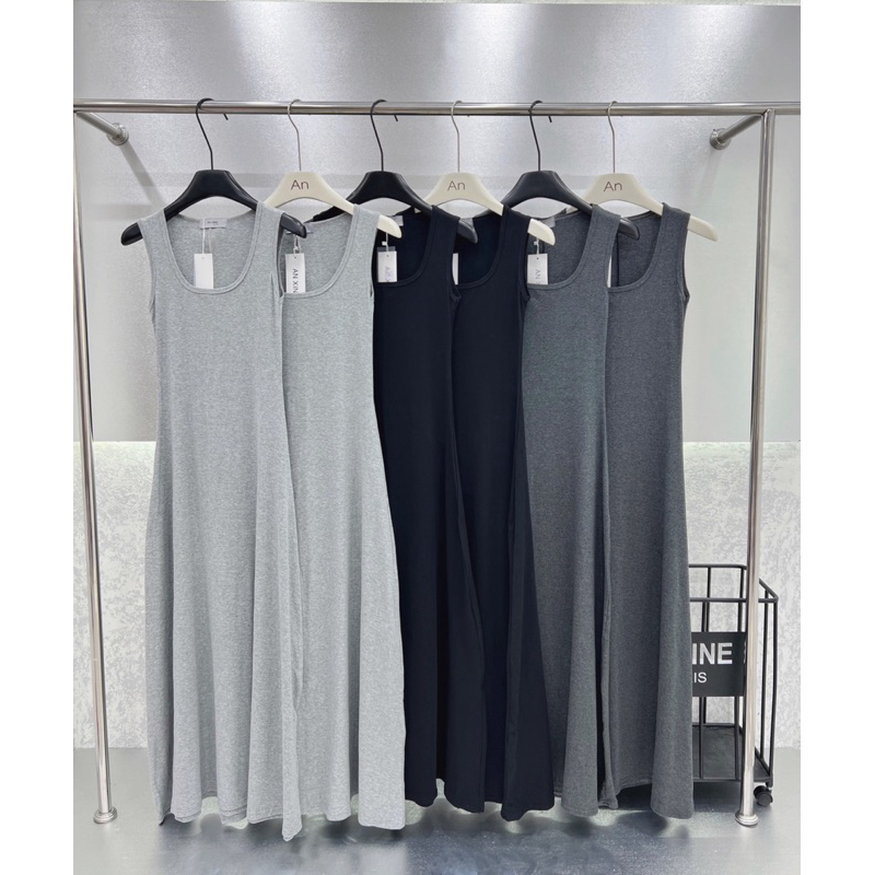 Váy 2 dây dáng dài cổ U chất thun hàn siêu hách dáng
