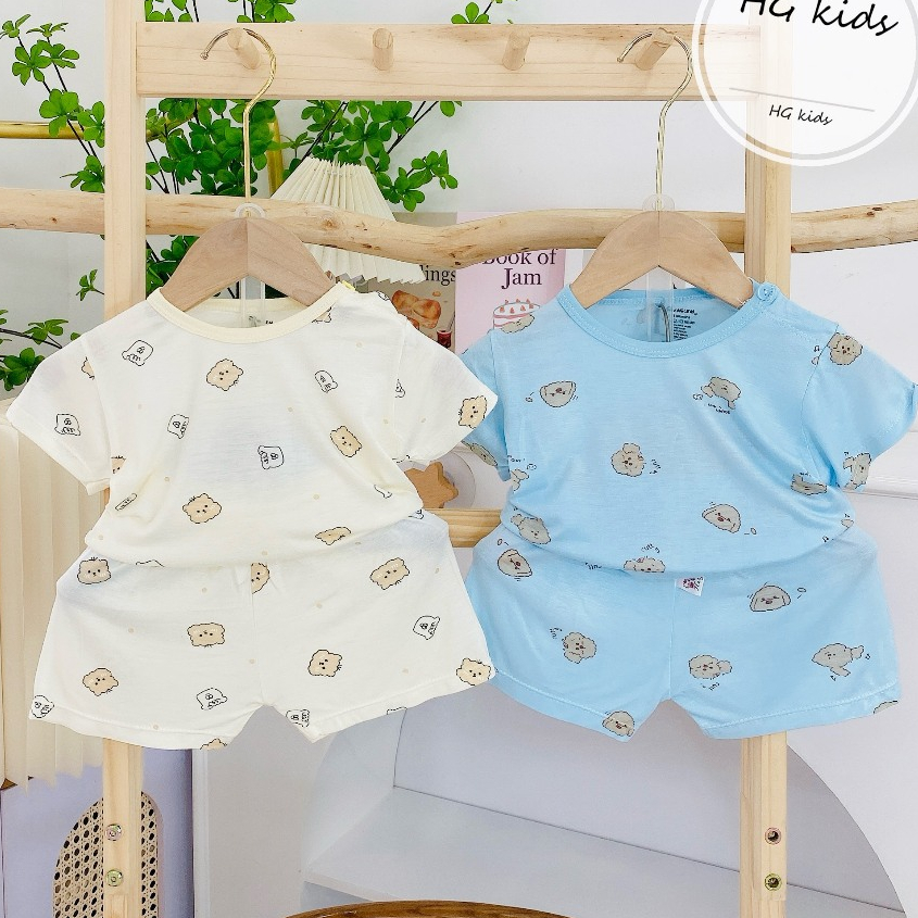 Bộ quần áo cộc tay NHIỀU MÀU thun lạnh họa tiết thú đáng yêu cho bé trai bé gái 4-14kg mesocshop