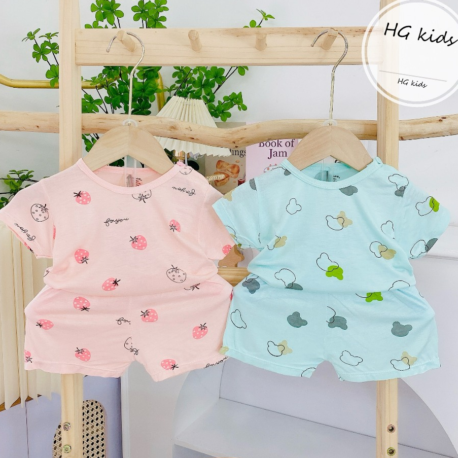 Bộ quần áo cộc tay NHIỀU MÀU thun lạnh họa tiết thú đáng yêu cho bé trai bé gái 4-14kg mesocshop