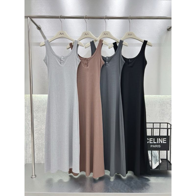 Váy body dáng dài khuy ngực siêu tôn dáng