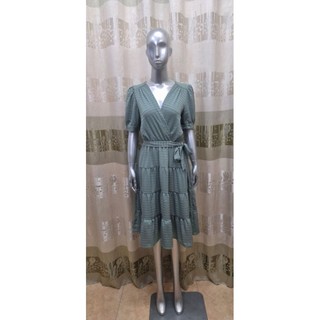 Đầm lụa công sở thắt eo monteau Los Angeles size M