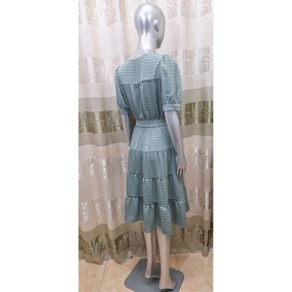 Đầm lụa công sở thắt eo monteau Los Angeles size M