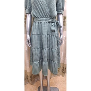 Đầm lụa công sở thắt eo monteau Los Angeles size M