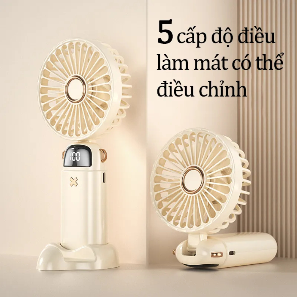 Quạt cầm tay mini tích điện dung lượng pin 10.000 mAh quạt mini 5 tốc độ gió linh hoạt - K209
