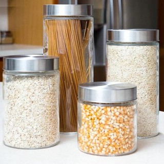 Hũ Thủy Tinh Tròn Xoáy Nắp Bạc Inox Siêu Kín