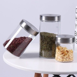 Hũ Thủy Tinh Tròn Xoáy Nắp Bạc Inox Siêu Kín