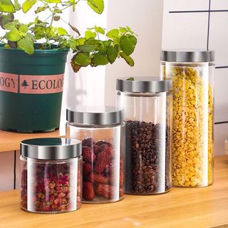 Hũ Thủy Tinh Tròn Xoáy Nắp Bạc Inox Siêu Kín