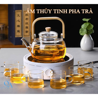 Ấm Thủy Tinh Chịu Nhiệt Đun Trực Tiếp Trên Bếp Gas - Bếp Hồng Ngoại 900ml | ẤM THỦY TINH CHỊU NHIỆT