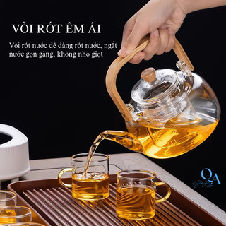 Ấm Thủy Tinh Chịu Nhiệt Đun Trực Tiếp Trên Bếp Gas - Bếp Hồng Ngoại 900ml | ẤM THỦY TINH CHỊU NHIỆT