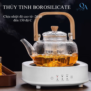 Ấm Thủy Tinh Chịu Nhiệt Đun Trực Tiếp Trên Bếp Gas - Bếp Hồng Ngoại 900ml | ẤM THỦY TINH CHỊU NHIỆT