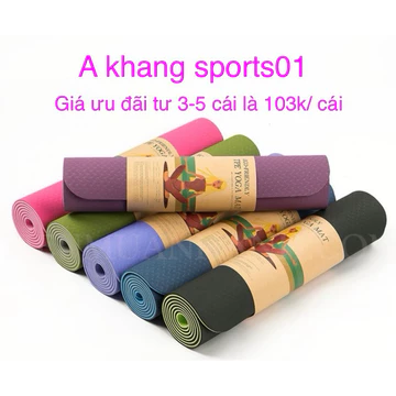 Thảm tập yoga, thảm tpe 2 lớp dầy 6 ly k có định tuyến: thảm tập yoga hồng tím đen xanh, đỏ. thảm tập yoga chống trượt