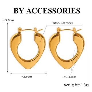 Bông tai nữ titan vintage kiểu hình học dáng trái tim rỗng mạ vàng 18K thời trang không gỉ WE2433