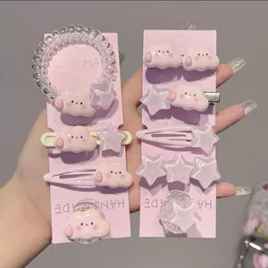 Set 2 Kẹp Tóc Hình Đám Mây / Ngôi Sao / Đám Mây Màu Hồng Xinh Xắn Cho Nữ K303