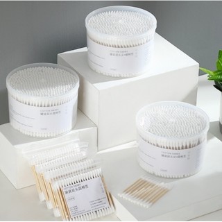 hộp 500 tăm bông thân gỗ dùng cho hàng cắt tóc , spa , gia đình