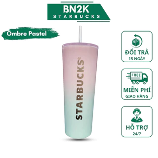 Cốc Starbuck Phiên Bản Màu Ombre Dung Tích 710ml, Ly Starbuck Chất Liệu SUS304 Giữ Nhiệt 8-12h - BN2K