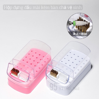 Hộp đựng đầu mài kèm bàn chải vệ sinh - 30 lỗ cắm