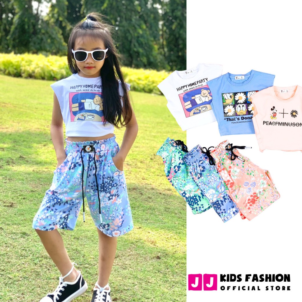 Bộ Cộc Tay Bé Gái Vải Cotton In Hình Dễ Thương – Quần Áo Trẻ Em | JJ Kids Fashion