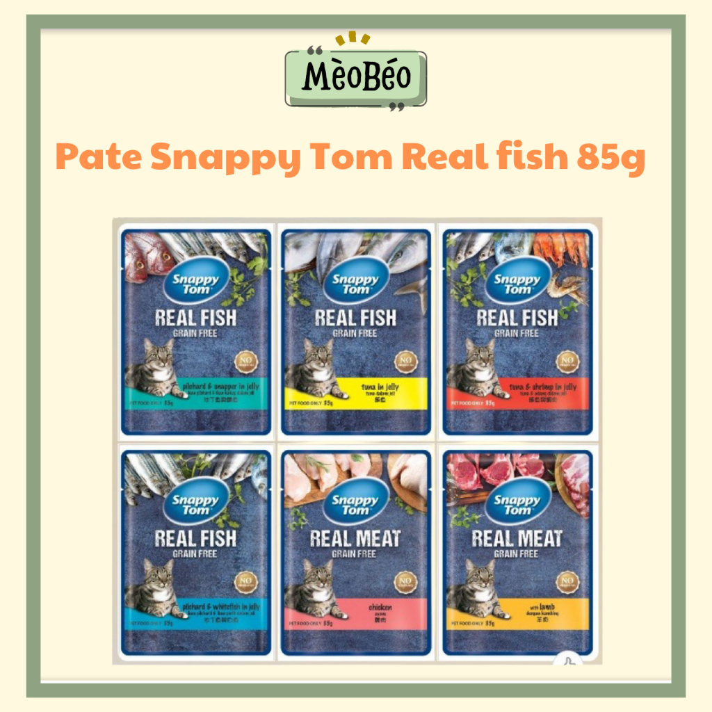 PATE SNAPPY TOM REAL FISH DÀNH CHO MÈO ĐỦ VỊ GÓI 85G | Shopee Việt Nam