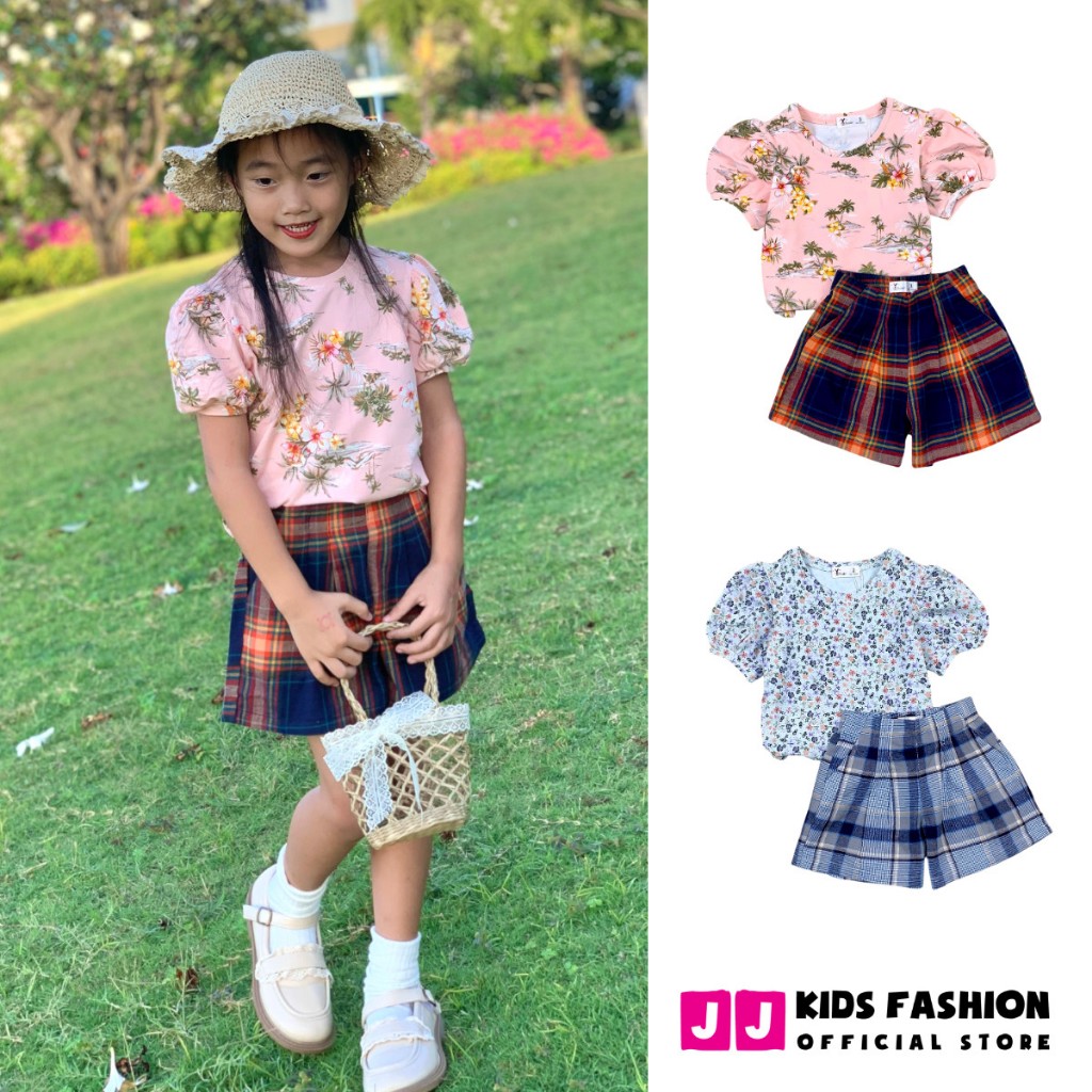 Set quần áo thời trang cho bé gái cao cấp họa tiết năng động thoải mái JJ Kids